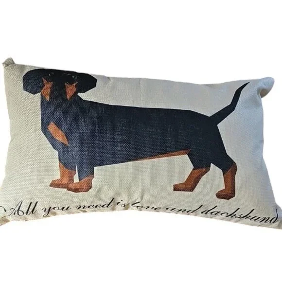 New Utopia Bedding 2 Dachshund Print Throw Pillows set zippered 12 x 20 - Picture 14 of 16